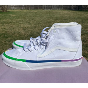 Vans SK8 Hi Tapered Rainbow Foxing True White Men's Skate Shoes Size 11 721356